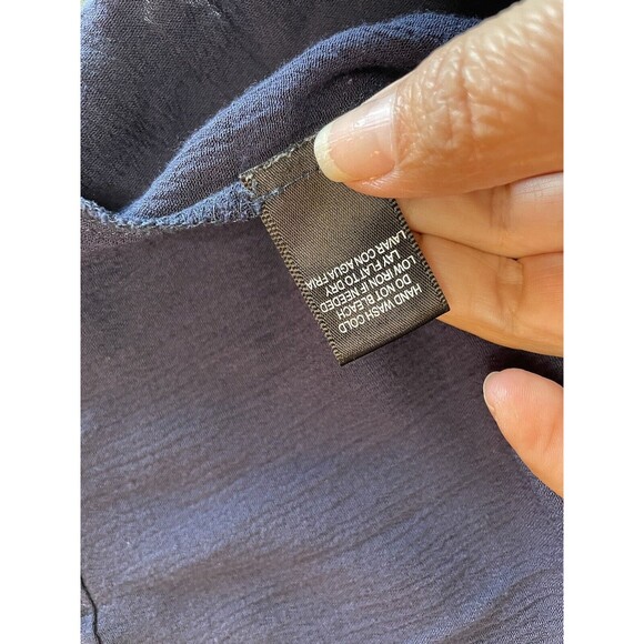 Anthropologie Skies Are Blue Sia Embroidered Peasant Top‎ Size SP Navy White - Picture 13 of 13